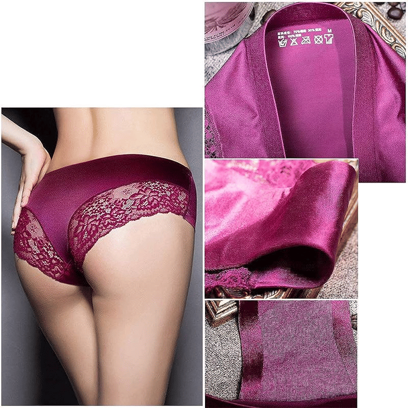 5-Pack Luxurious Soft Lace Ice Silk Seamless Plus Size Women's Briefs Underpants