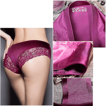 5-Pack Luxurious Soft Lace Ice Silk Seamless Plus Size Women's Briefs Underpants