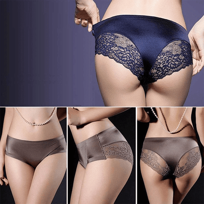5-Pack Luxurious Soft Lace Ice Silk Seamless Plus Size Women's Briefs Underpants