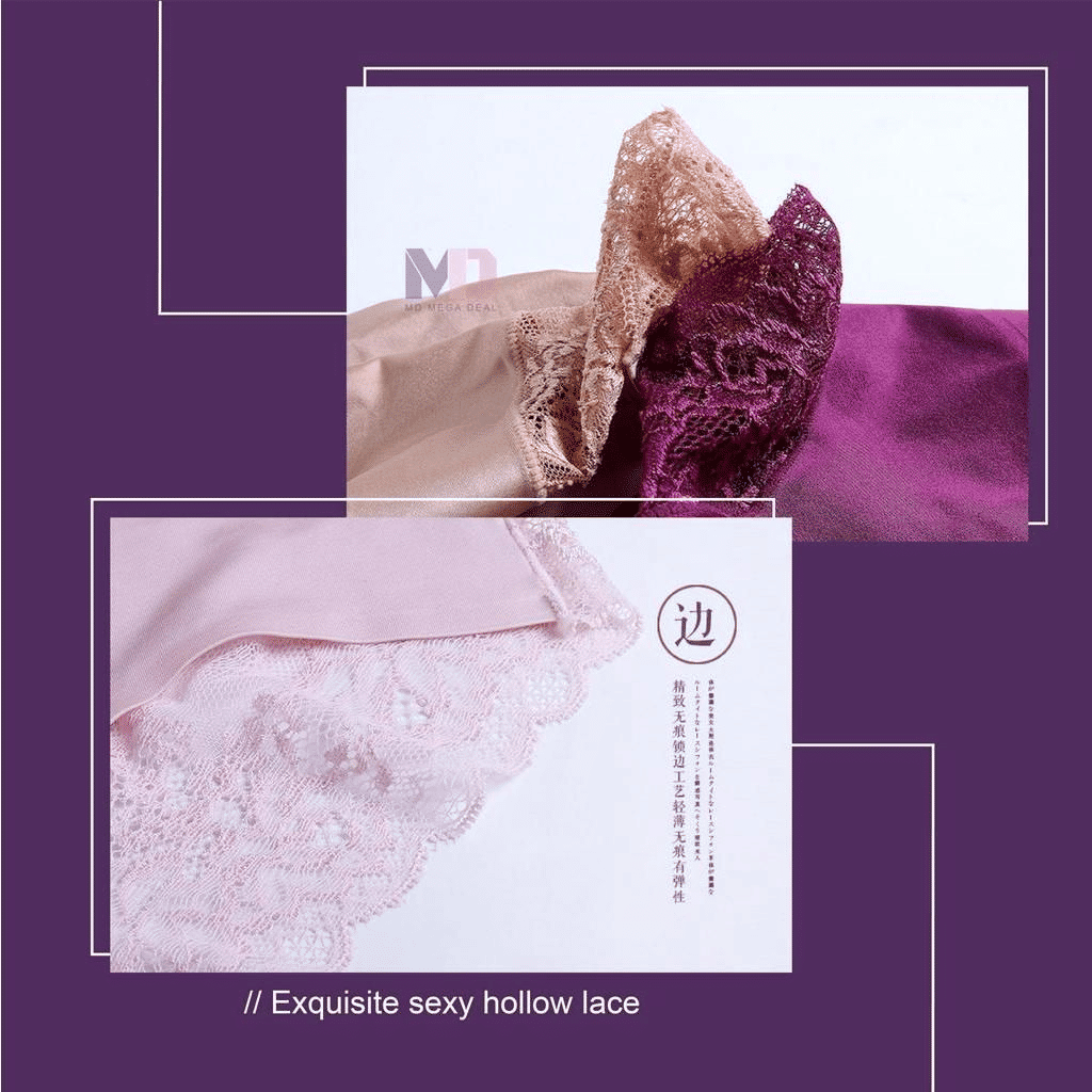 5-Pack Luxurious Soft Lace Ice Silk Seamless Plus Size Women's Briefs Underpants