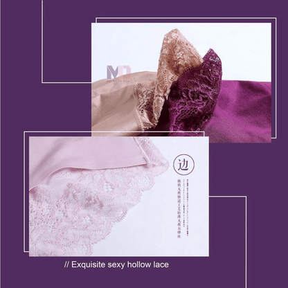 5-Pack Luxurious Soft Lace Ice Silk Seamless Plus Size Women's Briefs Underpants