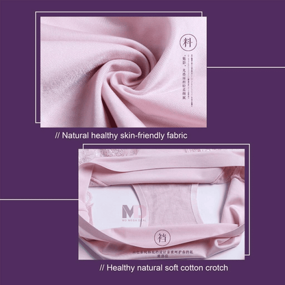 5-Pack Luxurious Soft Lace Ice Silk Seamless Plus Size Women's Briefs Underpants