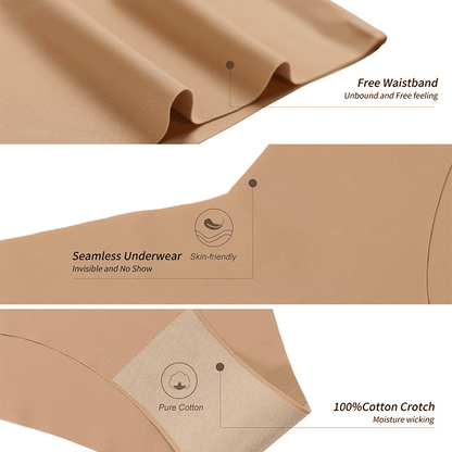 5-Pack Women's Seamless Cheeky Bikini Underwear - Invisible No-Show, V-Waist Hipster