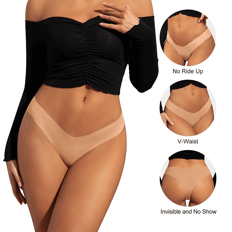 5-Pack Women's Seamless Cheeky Bikini Underwear - Invisible No-Show, V-Waist Hipster