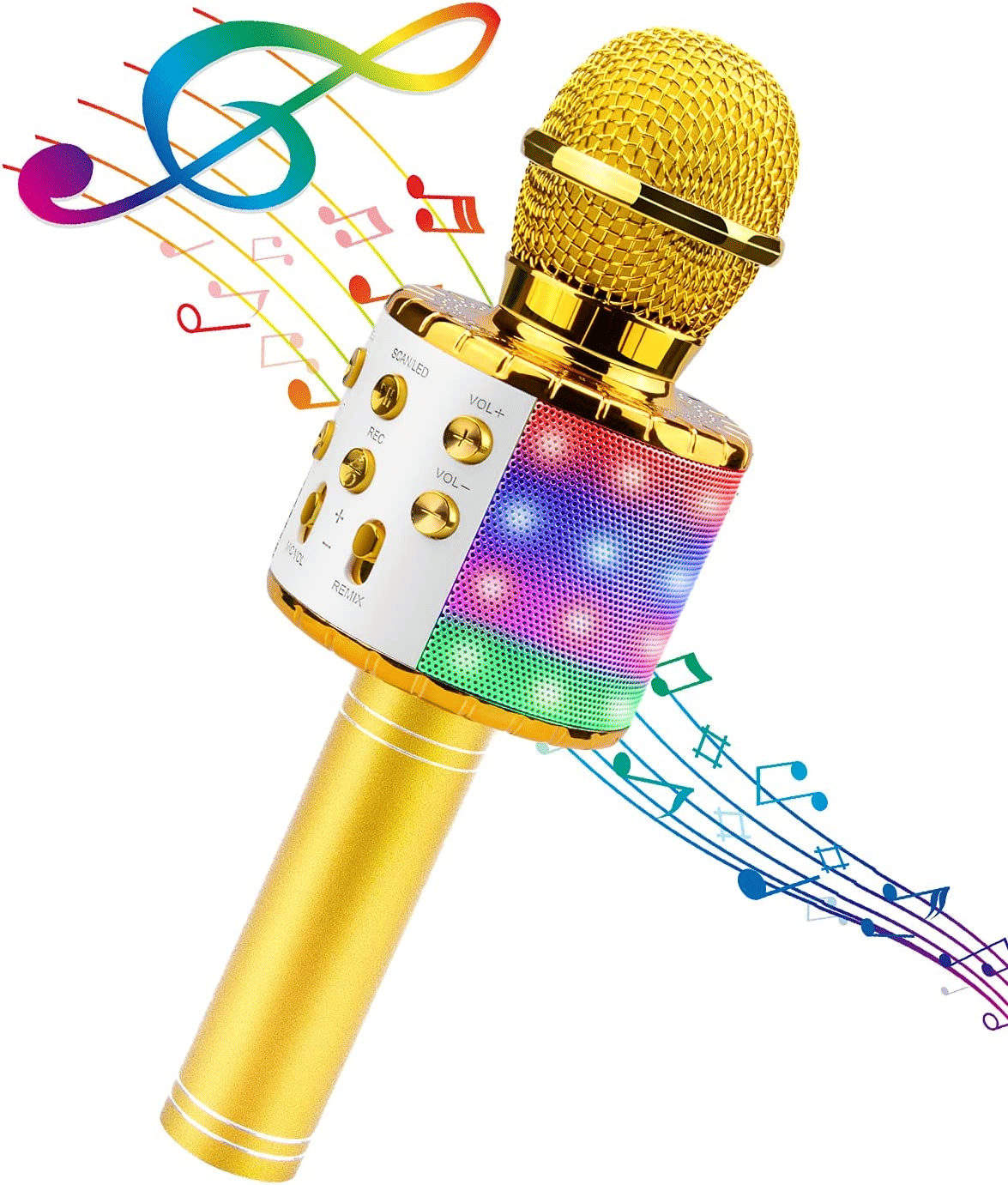 Professional Wireless Karaoke Microphone with LED Lights, Studio, Home KTV