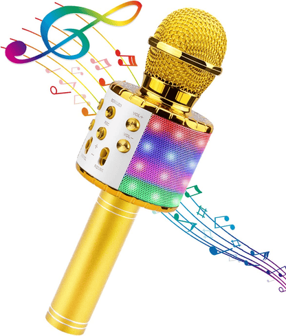 Professional Wireless Karaoke Microphone with LED Lights, Studio, Home KTV