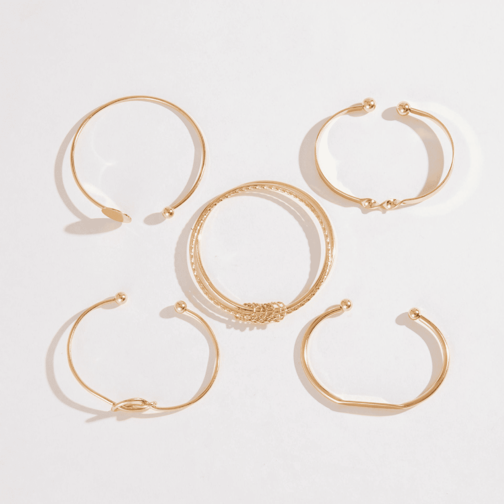 Personalized Minimalist Chain Bangle Bracelet Set: Retro Glossy Geometric Hand Jewelry