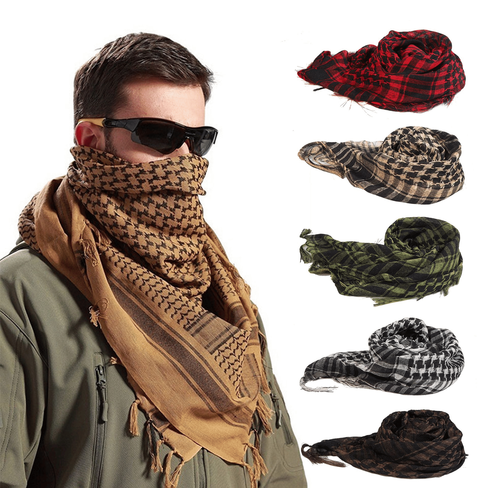 Versatile Tactical Arab Scarf: Lightweight Plaid Head Wrap for All-Season Comfort