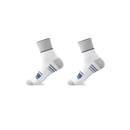 5-Pack Men's Breathable Mid-Calf Socks: Striped, Sweat-Absorbing, Odor-Proof for All-Season Comfort