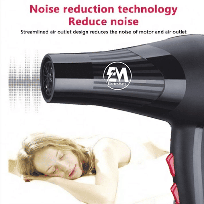 ElectroMate 2200W Professional Blow Dryer: 3-Speed, 2-Temp, Nozzles & Combs