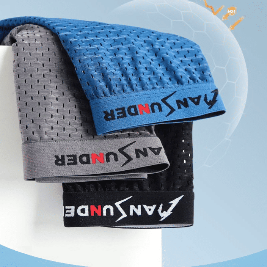 4-Pack Men's Breathable Ice Silk Boxer Briefs - Quick Dry Mesh Shorts