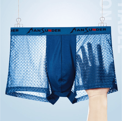 4-Pack Men's Breathable Ice Silk Boxer Briefs - Quick Dry Mesh Shorts