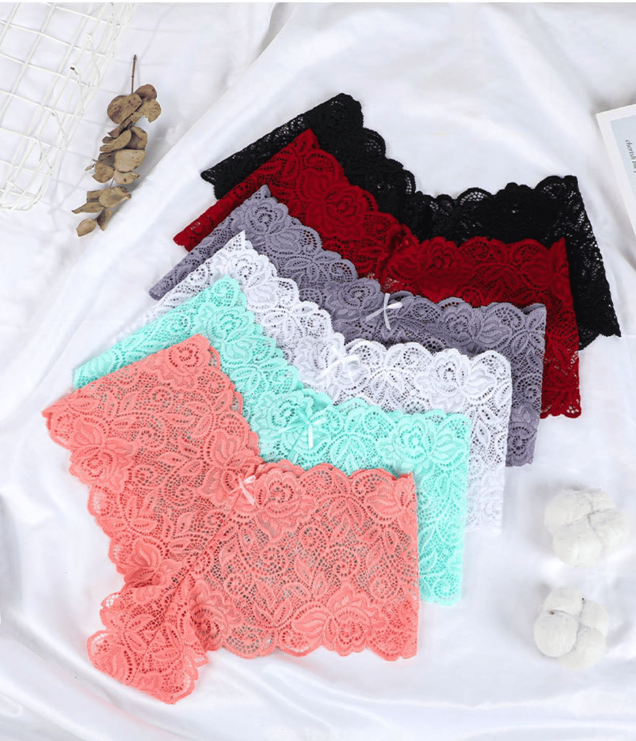 5-Pack Plus Size Seductive Lace Boyshorts Panties – Comfortable Low Waist Underwear