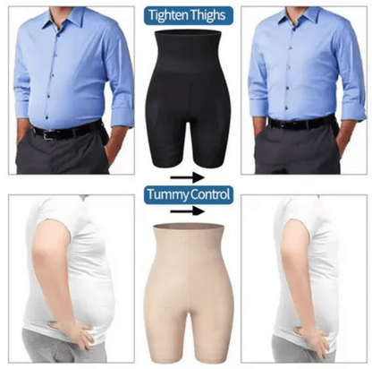 Men's High-Waisted Tummy Control Body Shaper Shorts - Slimming Compression Underwear