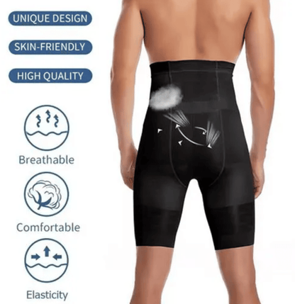 Men's High-Waisted Tummy Control Body Shaper Shorts - Slimming Compression Underwear