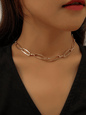 Unisex Oval Metal Link Necklace - Edgy European American Punk Style Chain