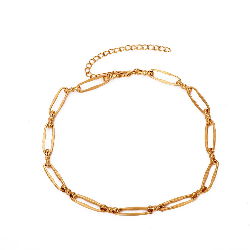 Unisex Oval Metal Link Necklace - Edgy European American Punk Style Chain