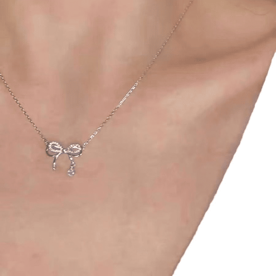 Elegant Silver Bowknot Pendant Necklace for Women - Fashionable Alloy Jewelry