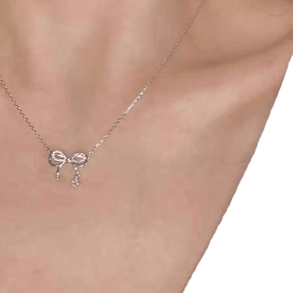 Elegant Silver Bowknot Pendant Necklace for Women - Fashionable Alloy Jewelry