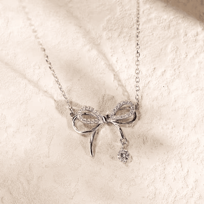 Elegant Silver Bowknot Pendant Necklace for Women - Fashionable Alloy Jewelry