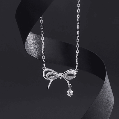 Elegant Silver Bowknot Pendant Necklace for Women - Fashionable Alloy Jewelry