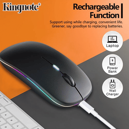 1000mAh Kingnote Wireless Bluetooth Luminous Mouse 2.4GHz Rechargeable for PC/Laptop/Tablet