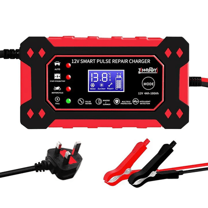 12V 6A Smart Car Battery Charger, Automatic Pulse Repair LCD Display for AGM GEL Lead-Acid