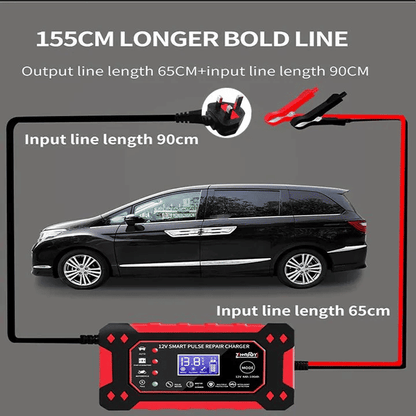 12V 6A Smart Car Battery Charger, Automatic Pulse Repair LCD Display for AGM GEL Lead-Acid