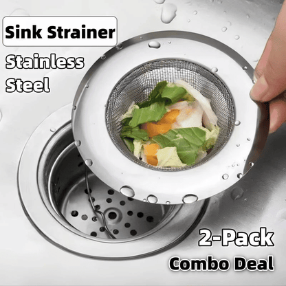Premium Stainless Steel Sink Strainer Filter, 2-Pack Durable Kitchen Drain Stopper