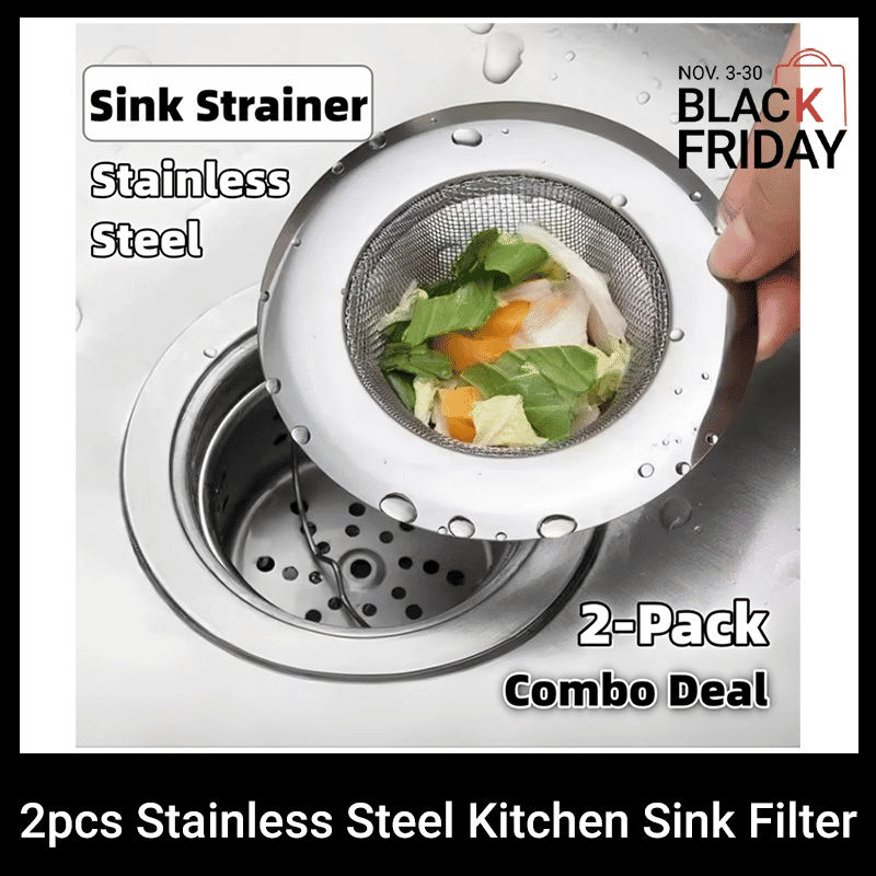 Premium Stainless Steel Sink Strainer Filter, 2-Pack Durable Kitchen Drain Stopper