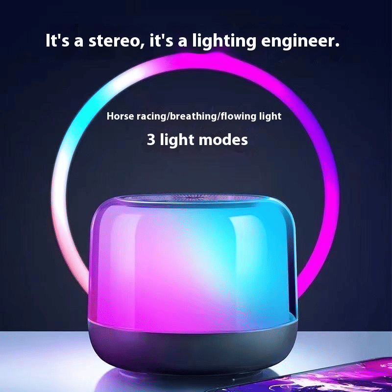 Transparent Sci-Fi Portable Bluetooth Speaker, Multi-Color LED Lights, Mini Soundbox