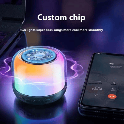 Transparent Sci-Fi Portable Bluetooth Speaker, Multi-Color LED Lights, Mini Soundbox