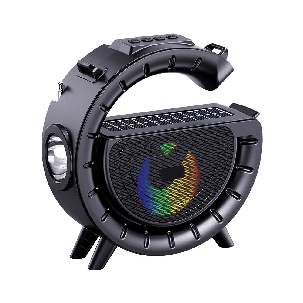 Solar Bluetooth Speaker with Torch Light: Portable, Loud Sound, Long Endurance