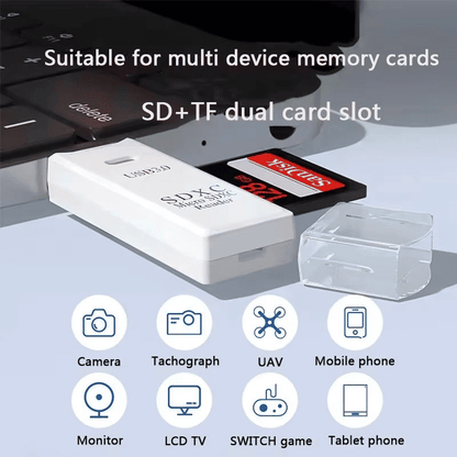 High-Speed USB 3.0 Multi-Functional 2-in-1 TF SD Card Reader for Devices