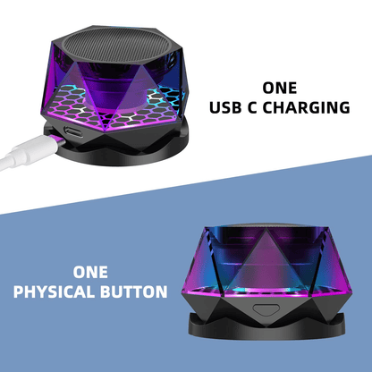 Mini Magnetic RGB Bluetooth Speaker, Diamond Design, Phone Stand, TWS Pairing