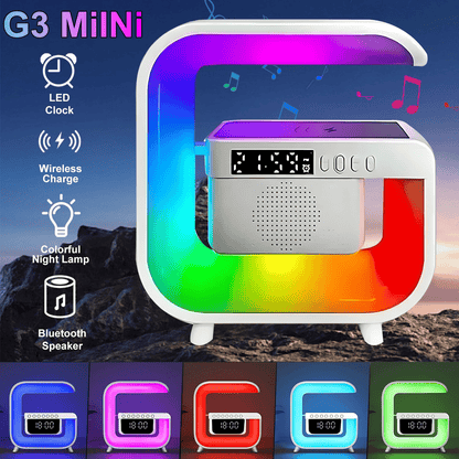 Multi-functional 15W Fast Wireless Charger, RGB Night Light, Bluetooth Speaker Stand
