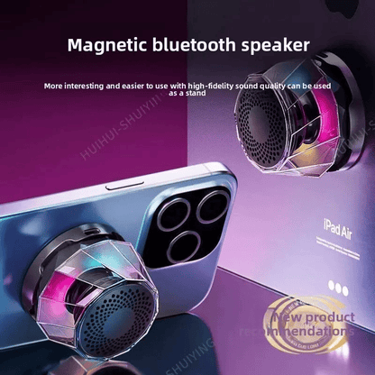 Mini Magnetic RGB Bluetooth Speaker, Diamond Design, Phone Stand, TWS Pairing