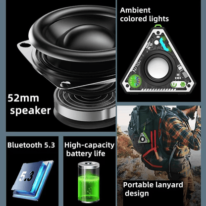 Magnetic Portable Bluetooth 5.3 Speaker: Deep Bass, LED Light, Wireless Audio