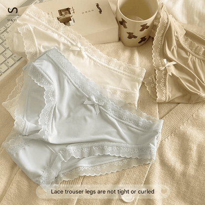 SENYI 7-Pack Ice Silk Seamless Breathable Quick-Dry Low-Waist Lace Panties