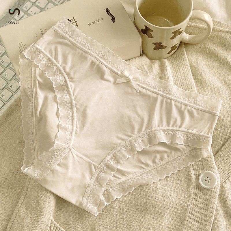 SENYI 7-Pack Ice Silk Seamless Breathable Quick-Dry Low-Waist Lace Panties
