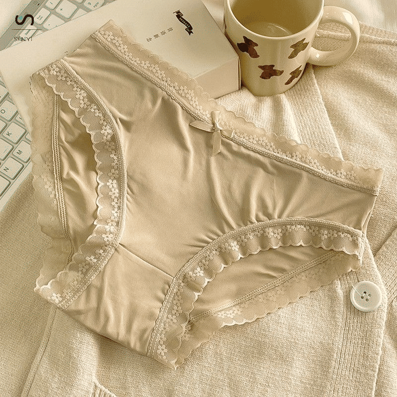 SENYI 7-Pack Ice Silk Seamless Breathable Quick-Dry Low-Waist Lace Panties