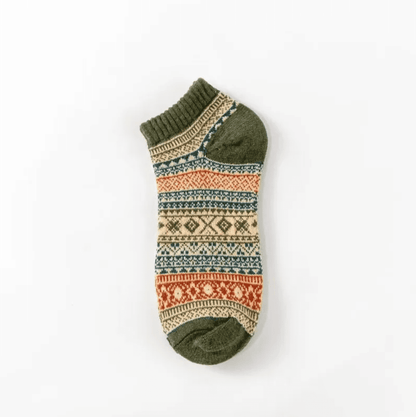 5-Pack Vintage Ethnic Tribal Patterned Warm Cotton Ankle Socks for Men & Women