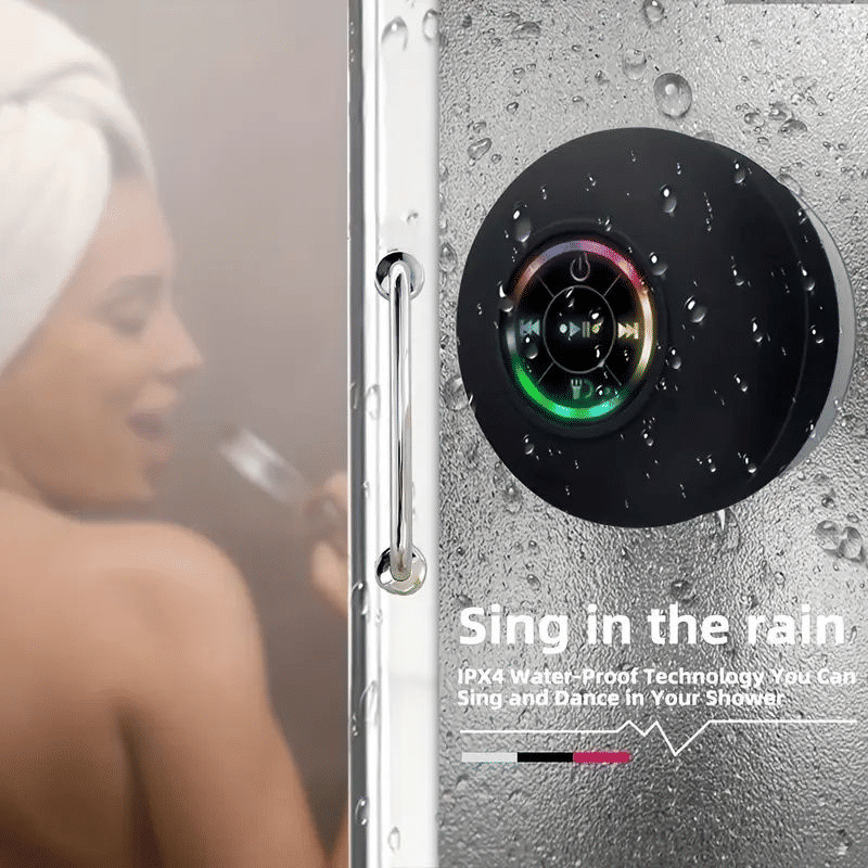 IPX4 Waterproof Mini LED Bathroom Speaker, USB Charging, 5.0 Surround Sound