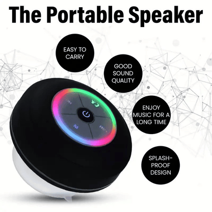 IPX4 Waterproof Mini LED Bathroom Speaker, USB Charging, 5.0 Surround Sound
