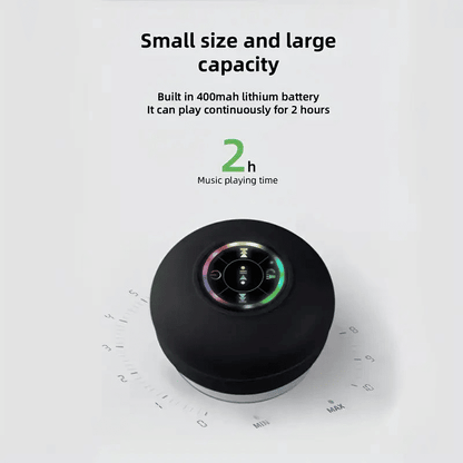 IPX4 Waterproof Mini LED Bathroom Speaker, USB Charging, 5.0 Surround Sound