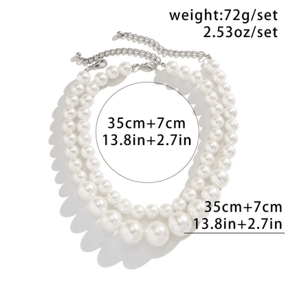 Elegant Double-Layer Imitation Pearl Necklace Set for Women, Retro Style