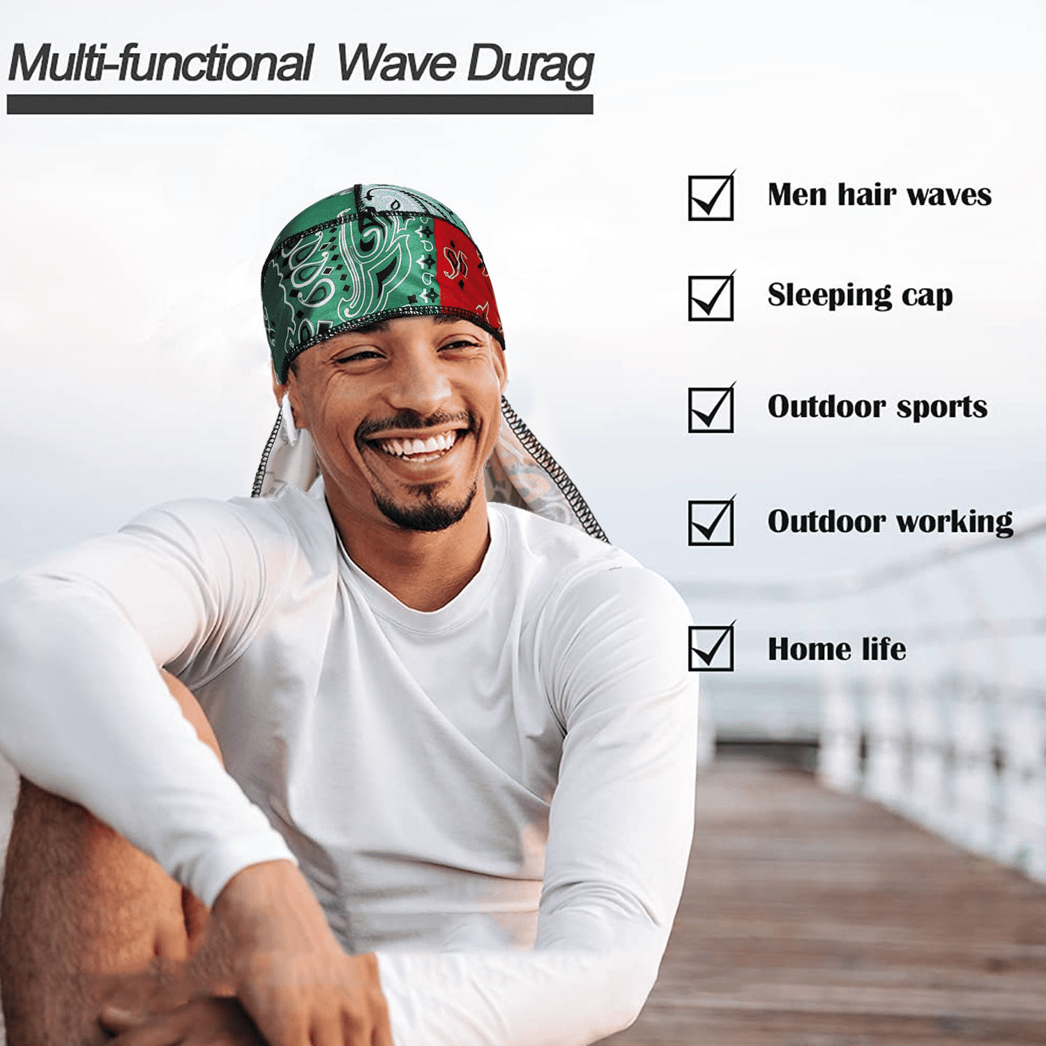 Premium 3-Piece Silky Durag Set: Long Tail Headwrap for Perfect 360 Waves