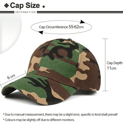 Camouflage 2pc Baseball Caps Adjustable Breathable Six-Panel Outdoor Hat