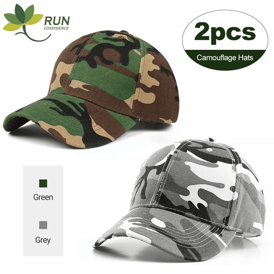 Camouflage 2pc Baseball Caps Adjustable Breathable Six-Panel Outdoor Hat