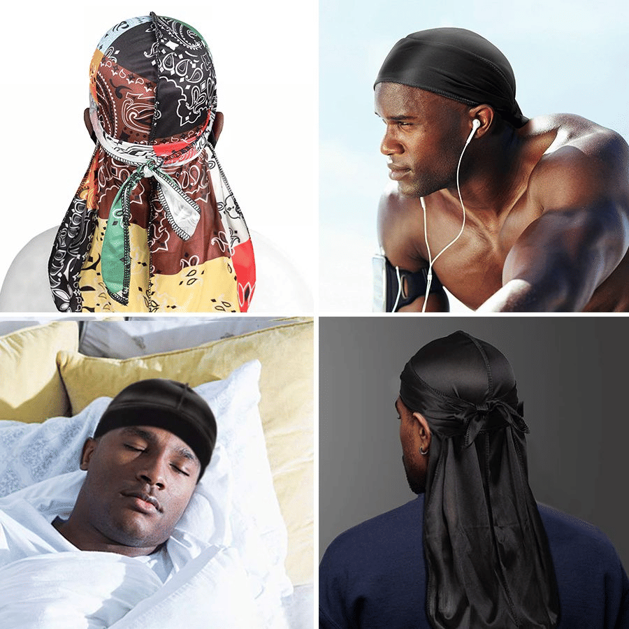 Premium 3-Piece Silky Durag Set: Long Tail Headwrap for Perfect 360 Waves